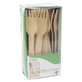 Tenedor de Madera Eco 16cm en Caja (100 Uds)