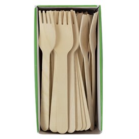 Tenedor de Madera Eco 16cm en Caja (100 Uds)