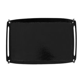 Bandeja Cartón Rectangular Negra Asas 12x19 cm (10 Uds)