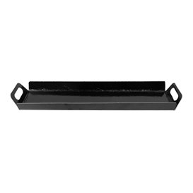 Bandeja Cartón Rectangular Negra Asas 32x7,5 cm (5 Uds)
