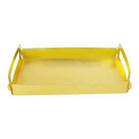 Bandeja Cartón Rectangular Oro Asas 12x19cm (100 Uds)