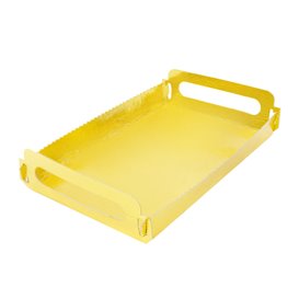 Bandeja Cartón Rectangular Oro Asas 12x19cm (100 Uds)