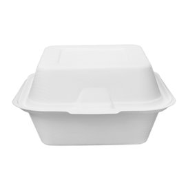 Envase Hamburguesa Caña Azúcar Blanco 150x150x80mm (50 Uds)