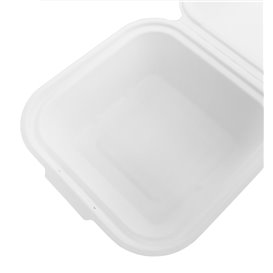 Envase Hamburguesa Caña Azúcar Blanco 150x150x80mm (50 Uds)