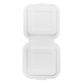 Envase Hamburguesa Caña Azúcar Blanco 150x150x80mm (600 Uds)