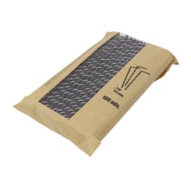 Pajita Flexible Papel Negra Ø6mm 23cm (250 Uds)