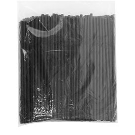 Pajita Flexible Papel Negra Ø6mm 23cm (3.000 Uds)