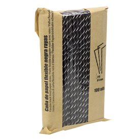 Pajita Flexible Papel Negra Ø6mm 23cm (250 Uds)