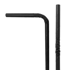 Pajita Flexible Papel Negra Ø6mm 23cm (250 Uds)