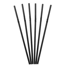 Pajita Flexible Papel Negra Ø6mm 23cm (3.000 Uds)