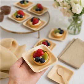 Plato de Madera Cuadrado 9x9cm (600 Uds)