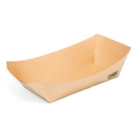 Barqueta Cartón de Bambú Kraft 350ml 16,5x12x4,4cm (125 Uds)