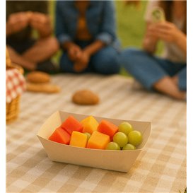 Barqueta Cartón de Bambú Kraft 350ml 16,5x12x4,4cm (125 Uds)