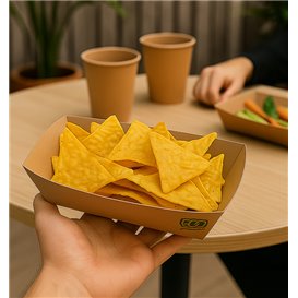 Barqueta Cartón de Bambú Kraft 700ml 20,5x15x5,2cm (125 Uds)