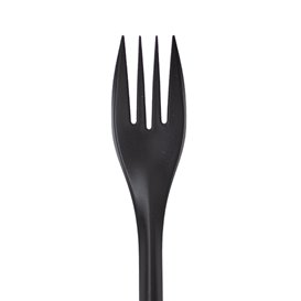 Tenedor Reutilizable PP Negro 17,5cm (25 Uds)