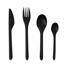 Cucharilla Postre Reutilizable PP Negra 12,4cm (1.000 Uds)