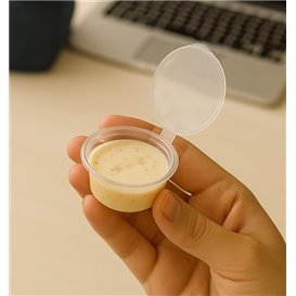 Tarrina Salsera Redonda Tapa Bisagra PP 30ml (1.000 Uds)
