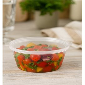 Tarrina Salsera Redonda Tapa Bisagra PP 180ml (100 Uds)