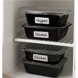Envase Rectangular Plástico PP Negro 500ml 17,3x11,9cm (500 Uds)