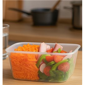 Envase Rectangular Plástico PP Transparente 1.000ml 17,4x11,5x8cm (500 Uds)