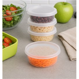 Envase de Plástico PP con Tapa Transparente “Deli Range” 240ml (40 Uds)