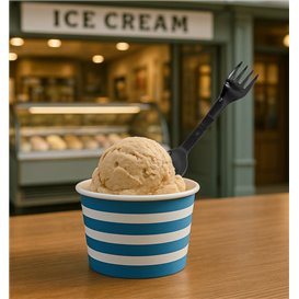 Cuchara-Tenedor Spork para Degustación Reutilizable Durable PP Negro 12cm (500 Uds)