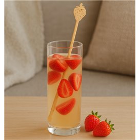 Agitador de Bambú Fresa para Bebida 18cm (50 Uds)