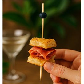 Pinchos de Bambú Decorado "Big Ball" Negro 12,5cm en caja (100 Uds)