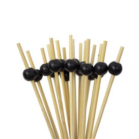 Pinchos de Bambú Decorado "Big Ball" Negro 12,5cm en caja (100 Uds)