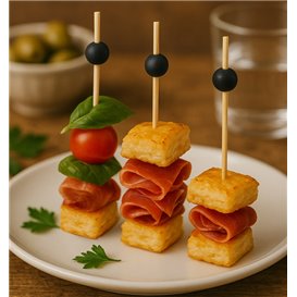 Pinchos de Bambú Decorado "Big Ball" Negro 12,5cm en caja (100 Uds)