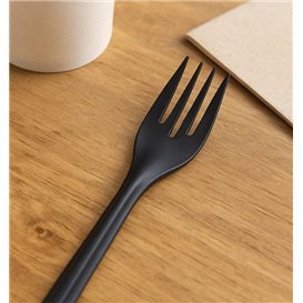 Tenedor Reutilizable PP Negro 17,5cm (50 Uds)