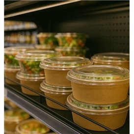 Tarrina de Cartón Kraft-Kraft con Tapa PET 750ml Ø15cm (250 Uds)