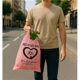 Bolsa Plástico Camiseta Reutilizable Rosa 42x53cm 50µm (1 Kg)