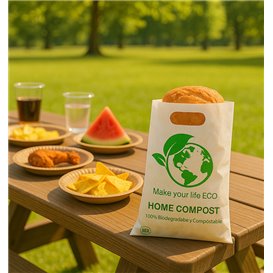 Bolsa Plástico Troquelada Bio Home Compost 20x33cm G80 (100 Uds)