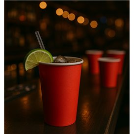 Vaso Cartón "Colores" Rojo 600ml Ø9,4cm (320 Uds)