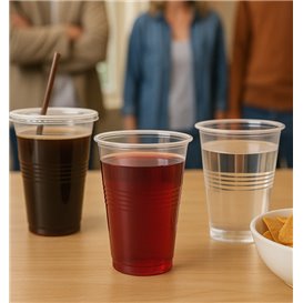 Vaso de Plástico PP Reutilizable Transparente 1000ml/1L (25 Uds)