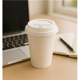 Tapa Travel con Agujero PS para Vaso Cartón 7Oz Blanca Ø7,2cm (2.000 Uds)