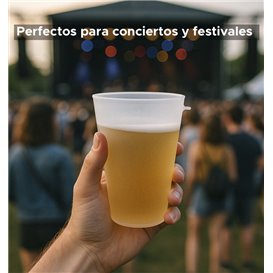 Vaso Reutilizable Durable PP con Argolla Translúcido 400ml (14 Uds)