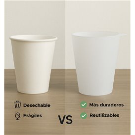 Vaso Reutilizable Durable PP con Argolla Translúcido 400ml (14 Uds)