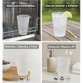 Vaso Reutilizable Durable PP con Argolla Translúcido 400ml (14 Uds)