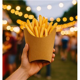 Caja Kraft para Patatas Fritas Grande 8,2x3,3x14,9cm (25 Uds)