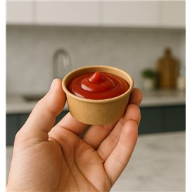 Tarrina Cartón Kraft para Salsas 50ml Ø6,3cm (1.000 Uds)
