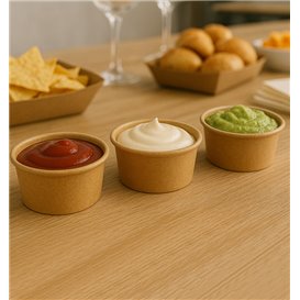 Tarrina Cartón Kraft para Salsas 50ml Ø6,3cm (1.000 Uds)