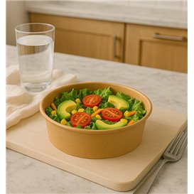 Ensaladera Cartón Kraft-Kraft 600ml Ø15,0cm (50 Uds)