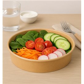Ensaladera Cartón Kraft-Kraft 950ml Ø18,5cm (300 Uds)