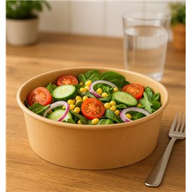 Ensaladera Cartón Kraft-Kraft 1.000ml Ø16,6cm (300 Uds)