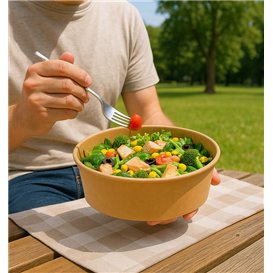 Ensaladera Cartón Kraft-Kraft 1.000ml Ø16,6cm (300 Uds)