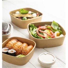 Tarrina Cuadrada de Cartón Kraft 750ml 17x17x5cm (300 Uds)