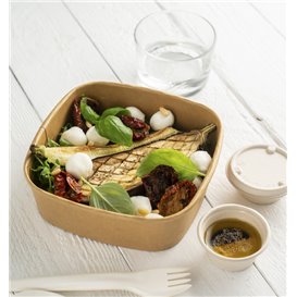 Tarrina Cuadrada de Cartón Kraft 750ml 17x17x5cm (50 Uds)