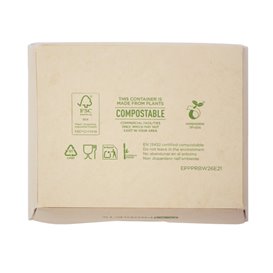 Caja Americana Cartón de Bambú Kraft con Ventana 11,5x9x6,5cm 700ml (50 Uds)